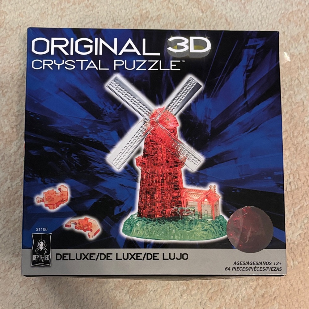 Original 3D crystal puzzle - red windmill